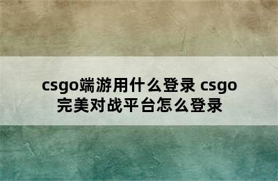 csgo端游用什么登录 csgo完美对战平台怎么登录